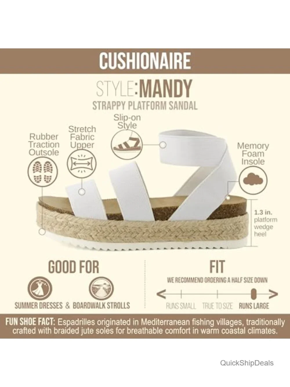 Espadrille Wedge Sandals - Platform with Ankle Strap - Comfort Cushioned Footbed